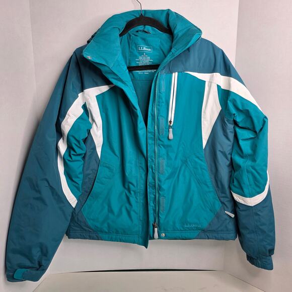 L.L Bean, Teal and White Winter Ski Coat, Women, Small - Picture 1 of 7
